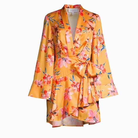 Significant Other x Revolve Zoe Hibiscus Floral Satin Wrap Dress | Vacation 6 - Picture 2 of 15